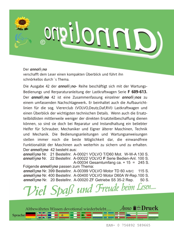 VOLVO LKW Serie F 609-613 Bedienungsanleitung & Wartungsanleitung & Reparaturanleitung & Aufbaurichtlinien  -  annoligno 42